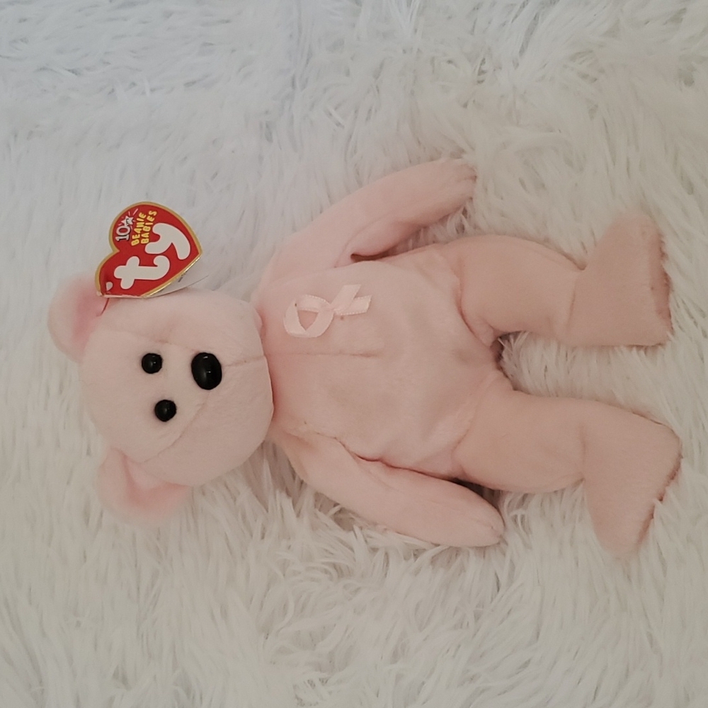 "Cure" beanie baby Ty, breast cancer awareness